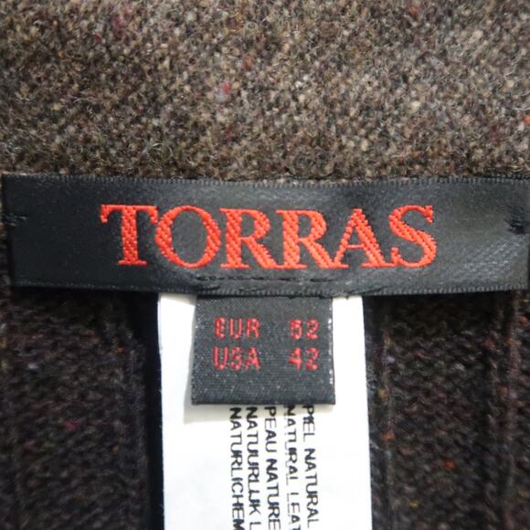 TORRAS Chest Size 42 Brown Mixed Materials Wool Zip Up Jacket - Picture 9 of 9